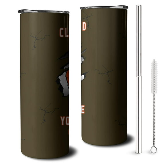 Cleveland 20oz Customs stainless steel Insulated tumbler with Lid and Straws, Personalized football gifts for fans, Travel Cup Adds Your Name and Number