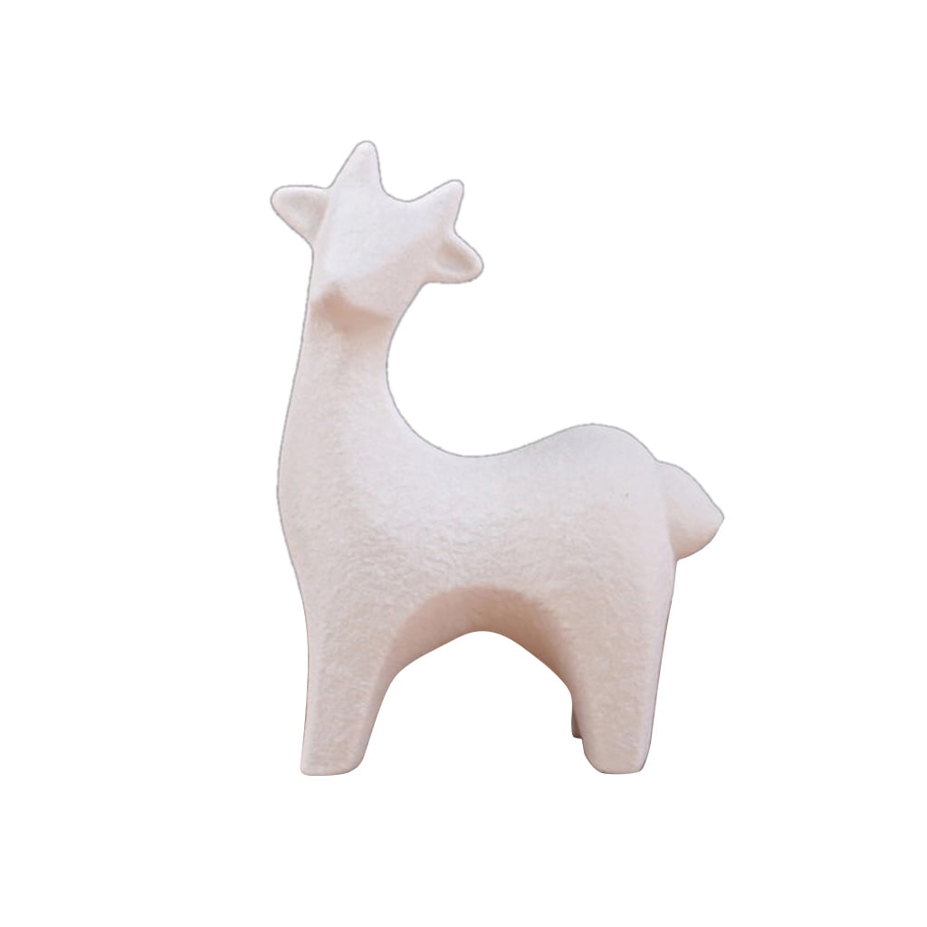 White Deer Elk Stand Statue Figurine Home Garden Tabletop Desktop Collection 