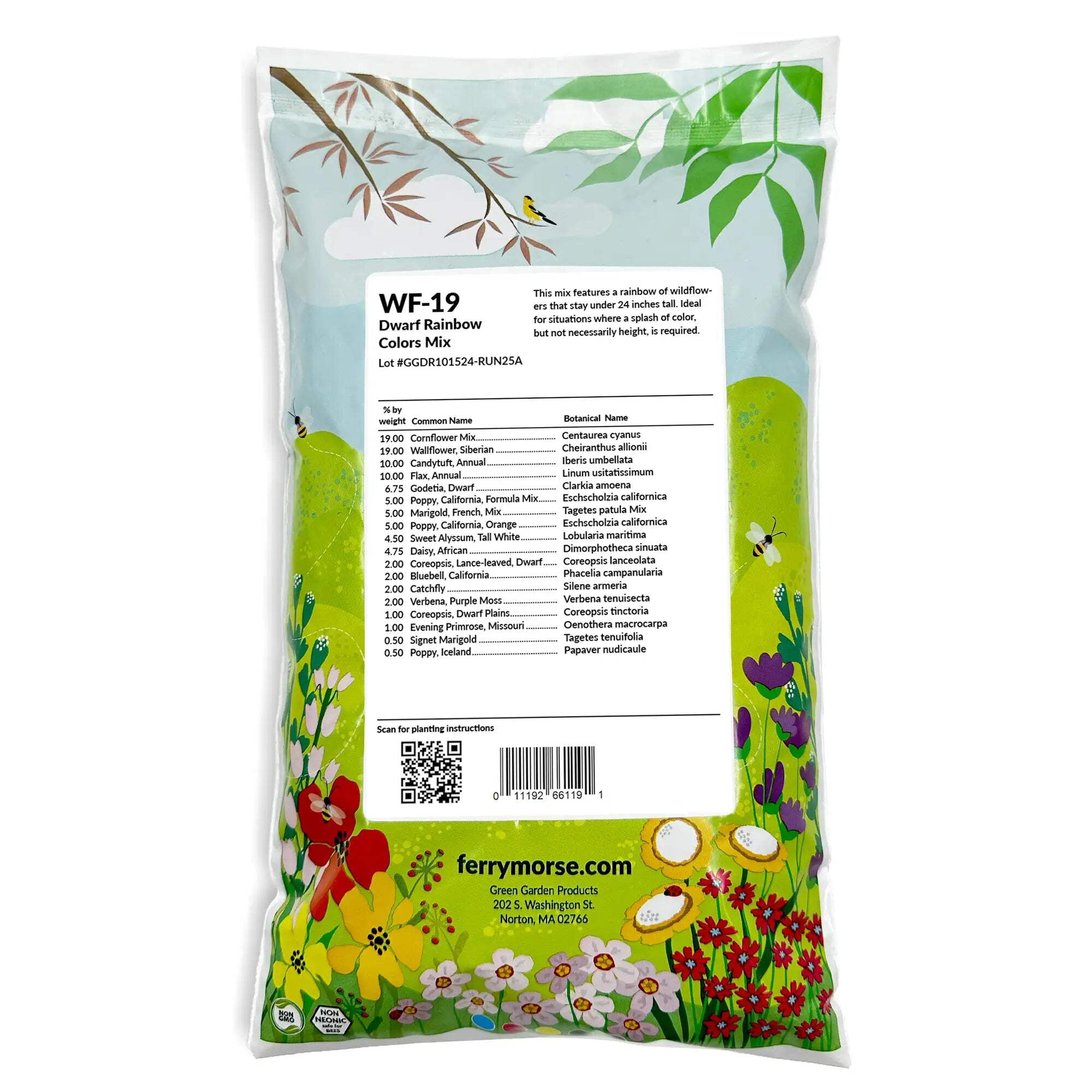 Ferry-Morse Dwarf Rainbow Colors Mix Bulk Wildflower Seeds, 1lb