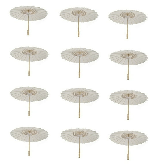 12PCS Paper Parasol Beach Umbrella White DIY Umbrella Photography Props for Baby Shower Partys Wedding 60cm/23.6inch