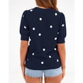 thumbnail image 6 of BTFBM Womens Sweaters Polka Dot Short Sleeve Sweater for Women Crew Neck Knit Summer Tops Business Dressy Casual Blouses, 6 of 9