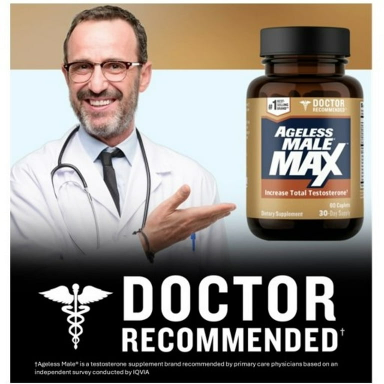 Ageless Male Max Testosterone Booster & Erection Enhancer with Ashwagandha,  60 Capsules