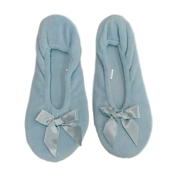 Womens Soft Sensations Light Blue Ballet Slippers Slip On House Shoes