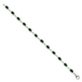thumbnail image 3 of Gem Stone King 925 Sterling Silver Green Chrome Diopside and White Moissanite Tennis Bracelet for Women (7.51 Cttw, Gemstone Birthstone, Oval 6X4MM, 7 inch), 3 of 5