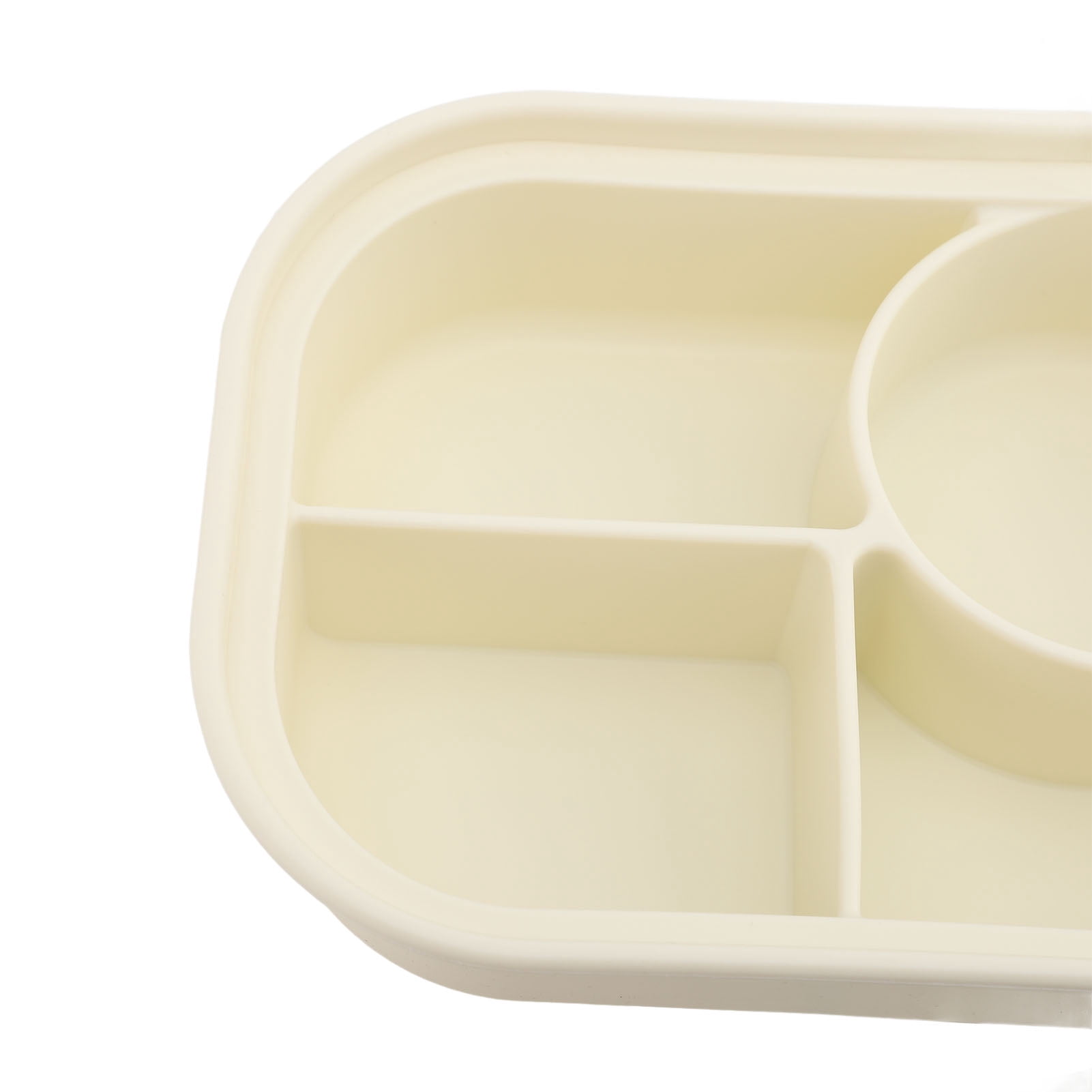 Riousery Silicone Bento Box 4 Compartment Microwave Safe Sealed Container for Work Travel 8.66 inches / 22 cm Milky White