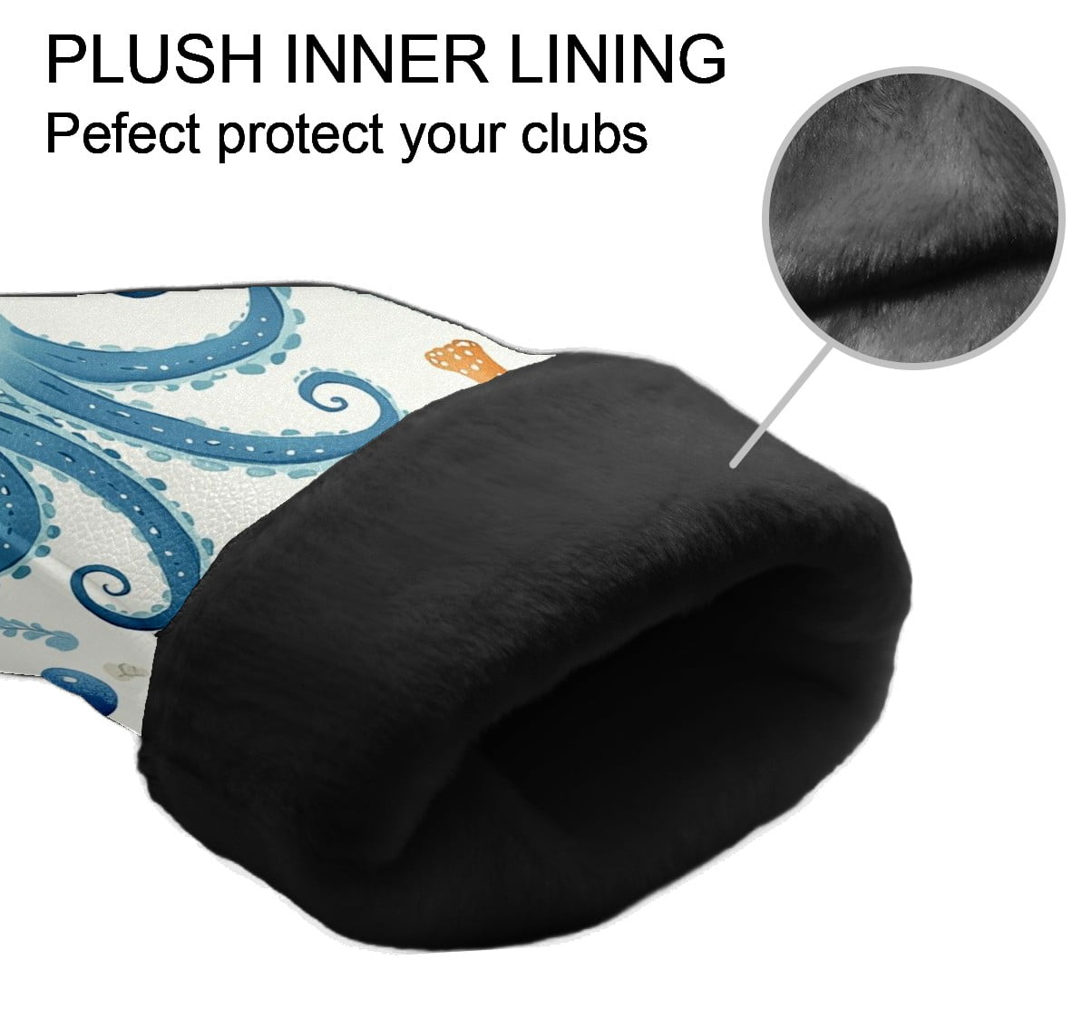 Golf Club Covers PU Leather Waterproof Head Covers for Fairway Woods Hybrids Cute Cartoon Sea Creatures Unisex Fits Most Brands