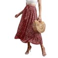 thumbnail image 3 of Txlixc, vestido Floral de verano para mujer, cintura alta, bohemio, fluido, falda oscilante, informal, línea A, cintura elástica, lazo, volante, longitud media, vestido de playa Txlixc  Casual, 3 of 6