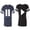 Men Navy / Women Black, variant on Play Pause Unisex Couple Matching Cotton Jersey style T-Shirt Contrasting stripes on sleeves (Men Navy / Women Black) (Men S / Women S)