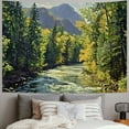 thumbnail image 2 of Nawypu  Nature Mountain Forest Tapestry, Scenic Green Pine Tree Waterfall Landscape Wall Hanging Tapestries for Home Office Dorm Indoor and Outdoor Decoration Large Size, 2 of 6