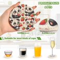 thumbnail image 3 of Haosy Set of 6 Drink Woven Coaster with Holder Heat Resistant Non-Slip Bar Coasters 4 Inches Cute Panda with Strawberry, 3 of 7