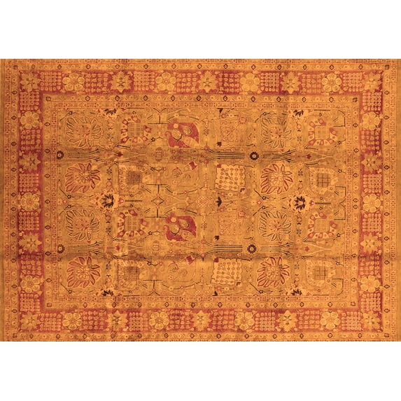 Ahgly Company Indoor Rectangle Oriental Orange Industrial Area Rugs, 4' x 6'