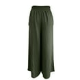 thumbnail image 6 of Comdrip Palazzo Pants for Women Plus Size, Women's Textured Elastic High Waisted Wide Leg Pants with Flared Design Simple and Elegant Temperament Commuting Casual Pants Culottes for Women Green S, 6 of 9