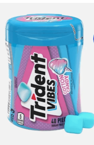 Trident Vibes Sugar Free Cotton Candy Gum 6 - 40 Piece Bottles