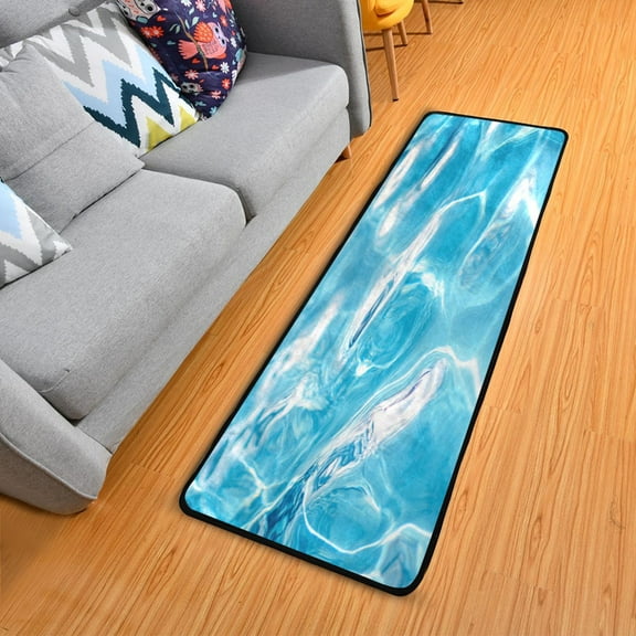 Clear Pool Water Long Floor Mat Runner Rug Area Mat Noise Reduction Water Absorbent Non-Slip 72" x 24"