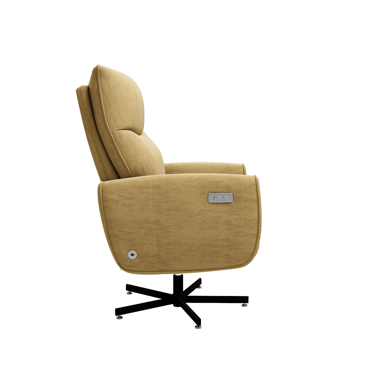 Power Swivel Recliner Chair with USB & Type-C Charging, Electric Reclining Rocker with 360° Swivel, Velvet Upholstered Accent Chair for Living Room, Yellow
