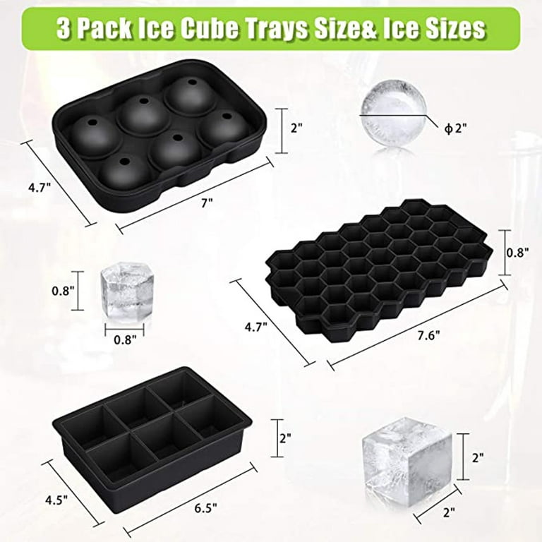 Viski Ice Cube Tray with No Spill Lid - Liquor Cocktail and Whisky Square Ice  Cubes Tray - Silicone Ice Block Mold, Grey 
