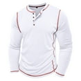 thumbnail image 3 of SWSMCLT Men's Button Henley Shirt Casual Shirt 2025 Regular Fit Pull On Top Fall Henley Classic Spring Comfy White XX-Large, 3 of 4