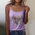 thumbnail image 2 of WEIWEN Spaghetti Strap Tank Top for Women Vest Dressy Casual Colorful Butterfly Heart Print Sleeveless Cami Shirts Womens Tank Tops Purple, XXL, 2 of 4