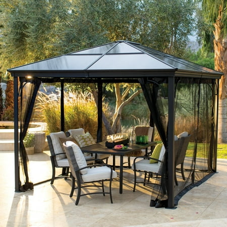 Belham Living Augusta 10 x 12 ft. Gazebo with Polycarbonate Top and Insect Netting