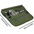 thumbnail image 3 of Qucyy Cutlery Storage Bag,Portable Polyester Roll Up Pouch Bag For Forks, Spoons, Chopstick,Water Resistant Storage Kitchen Cooking Utensil Set Travel Organizer, Army Green Army Green, 3 of 5