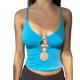 thumbnail image 1 of Honeeladyy Liquidación por menos de 5$ Top corto sin mangas con escote en U profundo para mujer, camisola con fruncido y aro en O, camiseta elástica sin mangas, 1 of 4