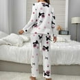 thumbnail image 5 of BLTIBY Flannel Pajama Sets for Women 2 Piece Crew Neck Valentine's Day Fuzzy Long Sleeve Pants Oversized Casual Sherpa Sleepwear Outfits Black L, 5 of 6