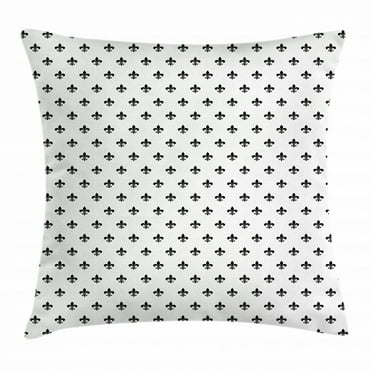 Fleur De Lis Throw Pillow Cushion Cover, Pointed Leaves with Monochrome Design Abstract Classical Ornamental Pattern, Decorative Square Accent Pillow Case, 18 X 18 Inches, Black White, by Ambesonne