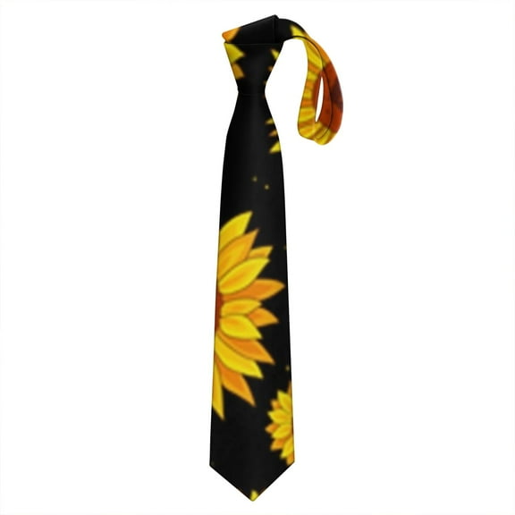 Sunny Floral Sunflower Necktie - Vintage Rustic Wedding & Prom Satin Tie