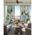 thumbnail image 4 of White Floral Blackout Curtains 63 Inches Long, Magnolia Flower Bud Green Leaf 2 Panels, Thermal Insulated Room Darkening Drapes with Grommets, 52W x 63L Each Panel, 4 of 9