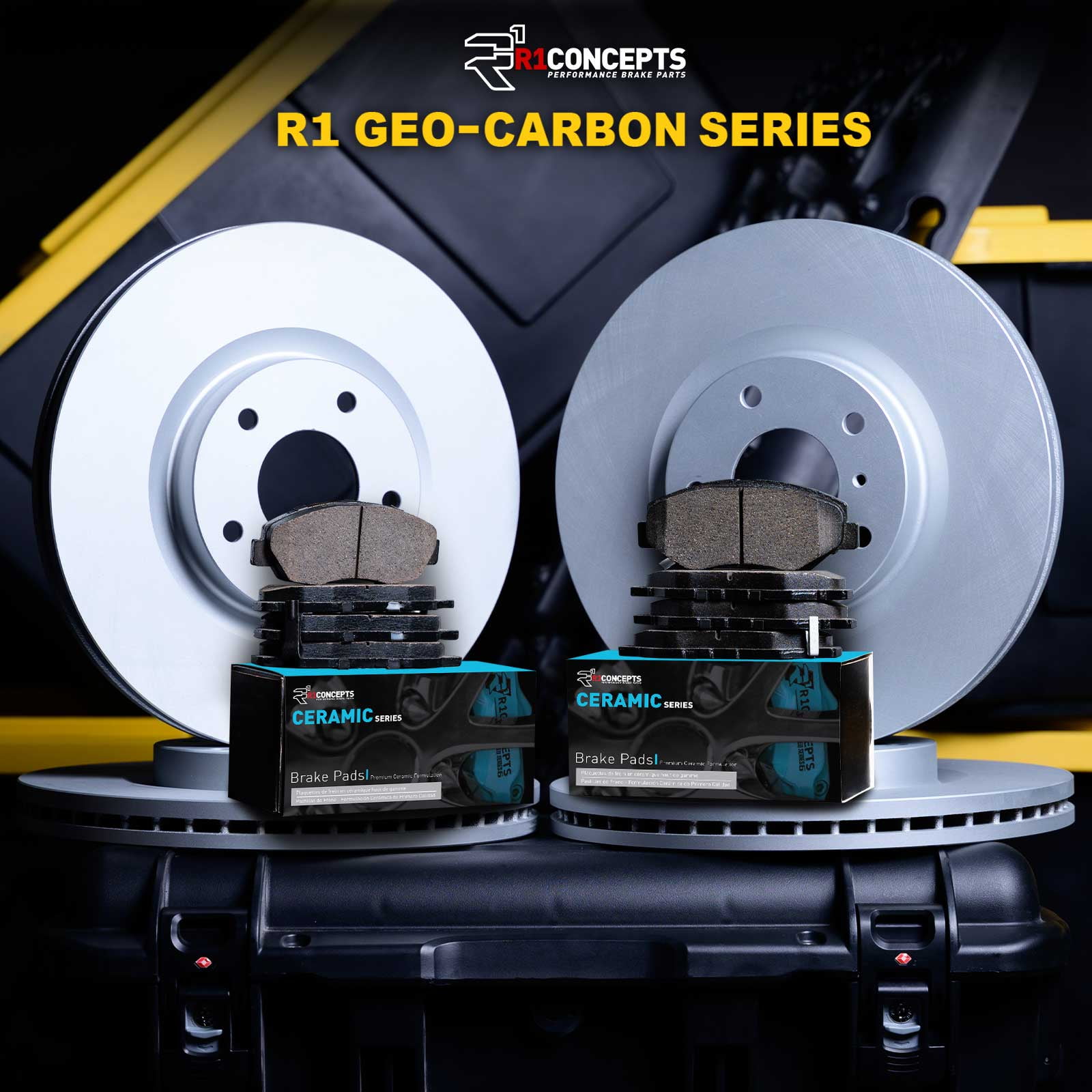 R1 Concepts Front Rear Brakes and Rotors Kit |Front Rear Brake Pads| Brake Rotors and Pads| Ceramic Brake Pads and Rotors WDWN2-03038