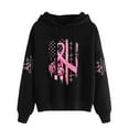 thumbnail image 2 of Lroveb Breast Cancer Awareness Hoodies for Women Long Sleeved Pink Ribbon Graphic Sweatshirt Drawstring Hooded Oversized Pullover Black, 2 of 5