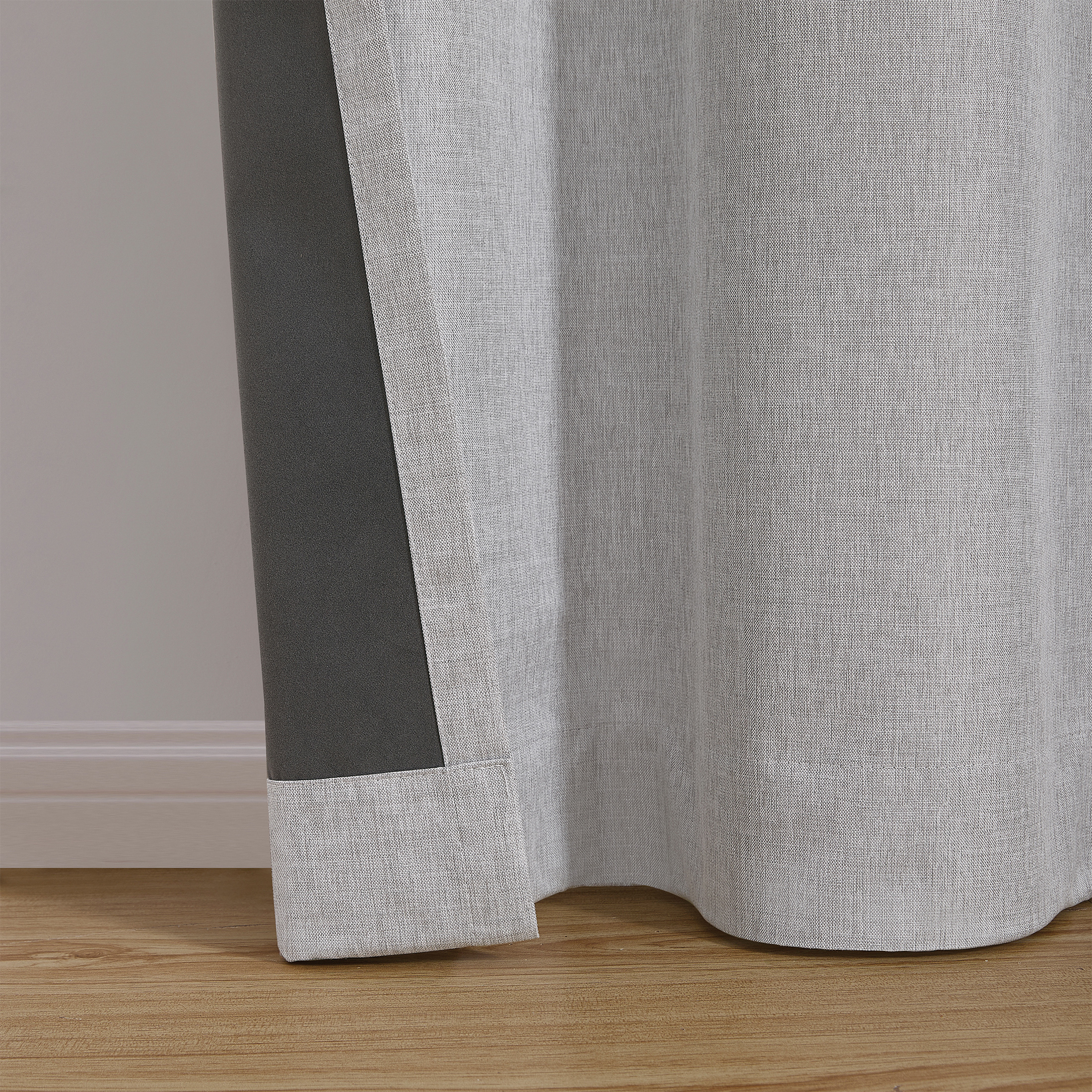 Mainstays Iris Linen Look Blackout Curtain Panel Pair, Set of 2, Silver, 37 in x 63 in