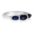 thumbnail image 3 of 14k White Gold 3 Stone Oval Sapphire and Diamond Ring, 3 of 4