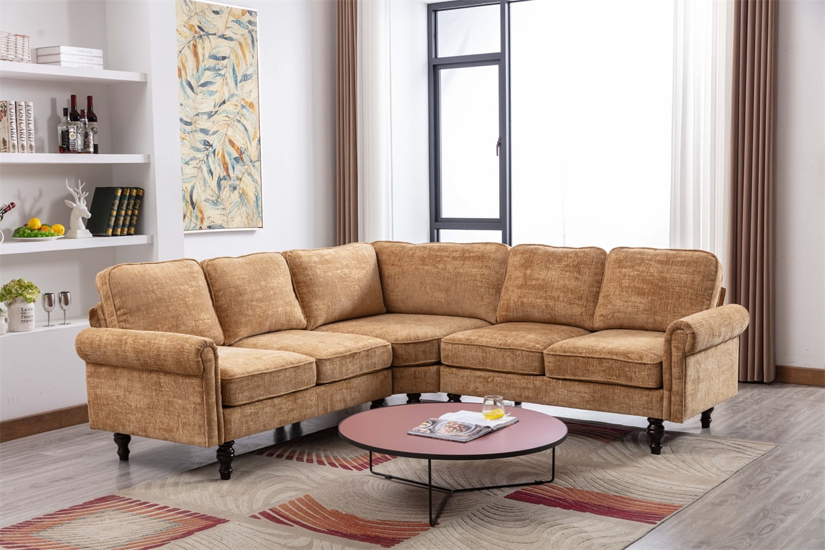 LShape Sectional Sofa Couch, Modern Sectional Sofa Set with Hard Wood