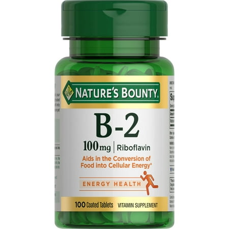 Nature's Bounty B2 Riboflavin Coated Vitamin Tablets, 100 Mg, 100 Ct