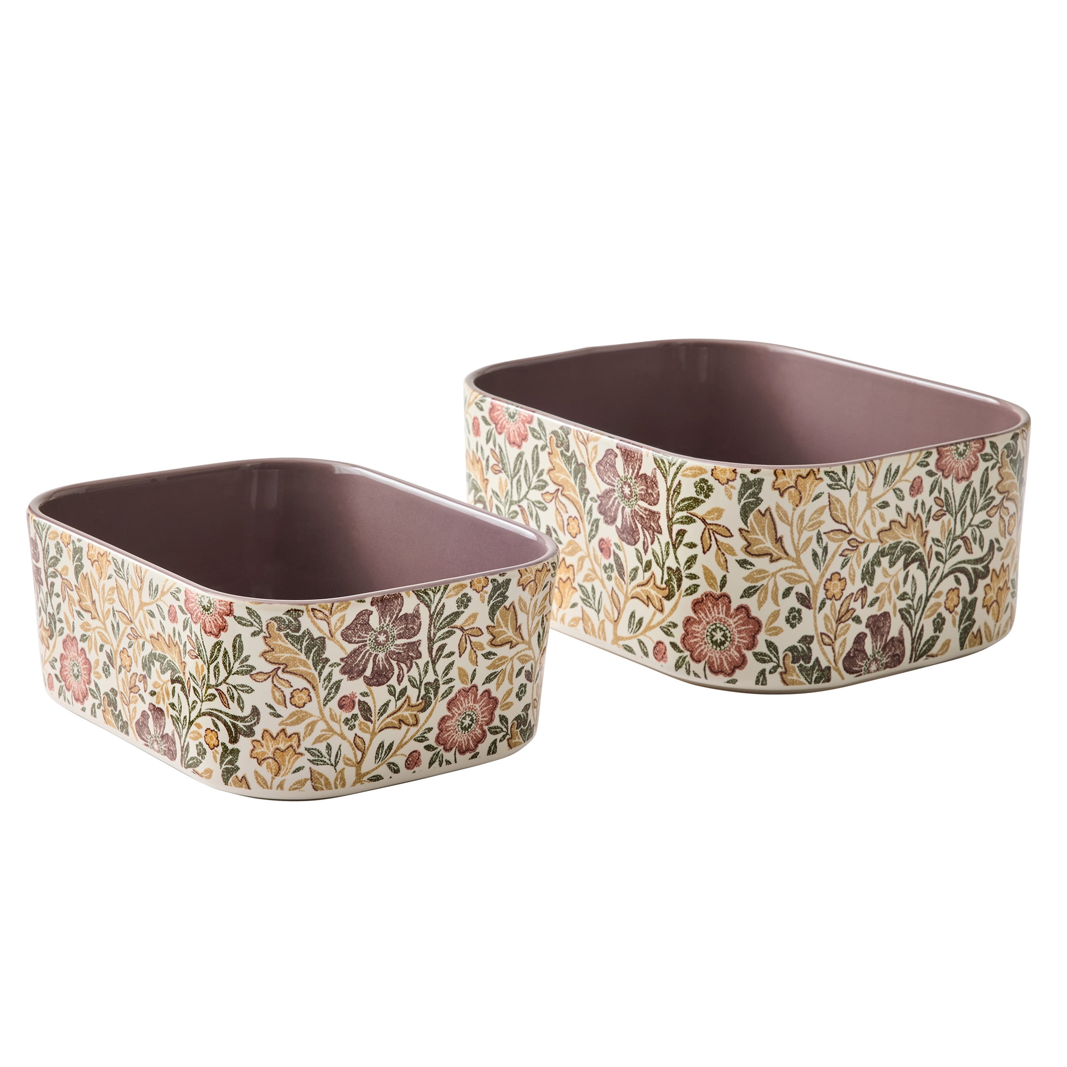 Better Homes & Gardens Edith Vine Floral 4-Piece Stoneware Baking Dish Set with Lids