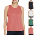 thumbnail image 6 of Lovskoo Summer Tops for Women 2024 Tank Tops Round Neck Sleeveless Solid Color Sports Fitness Yoga Wear Sports Camisole Red, 6 of 6