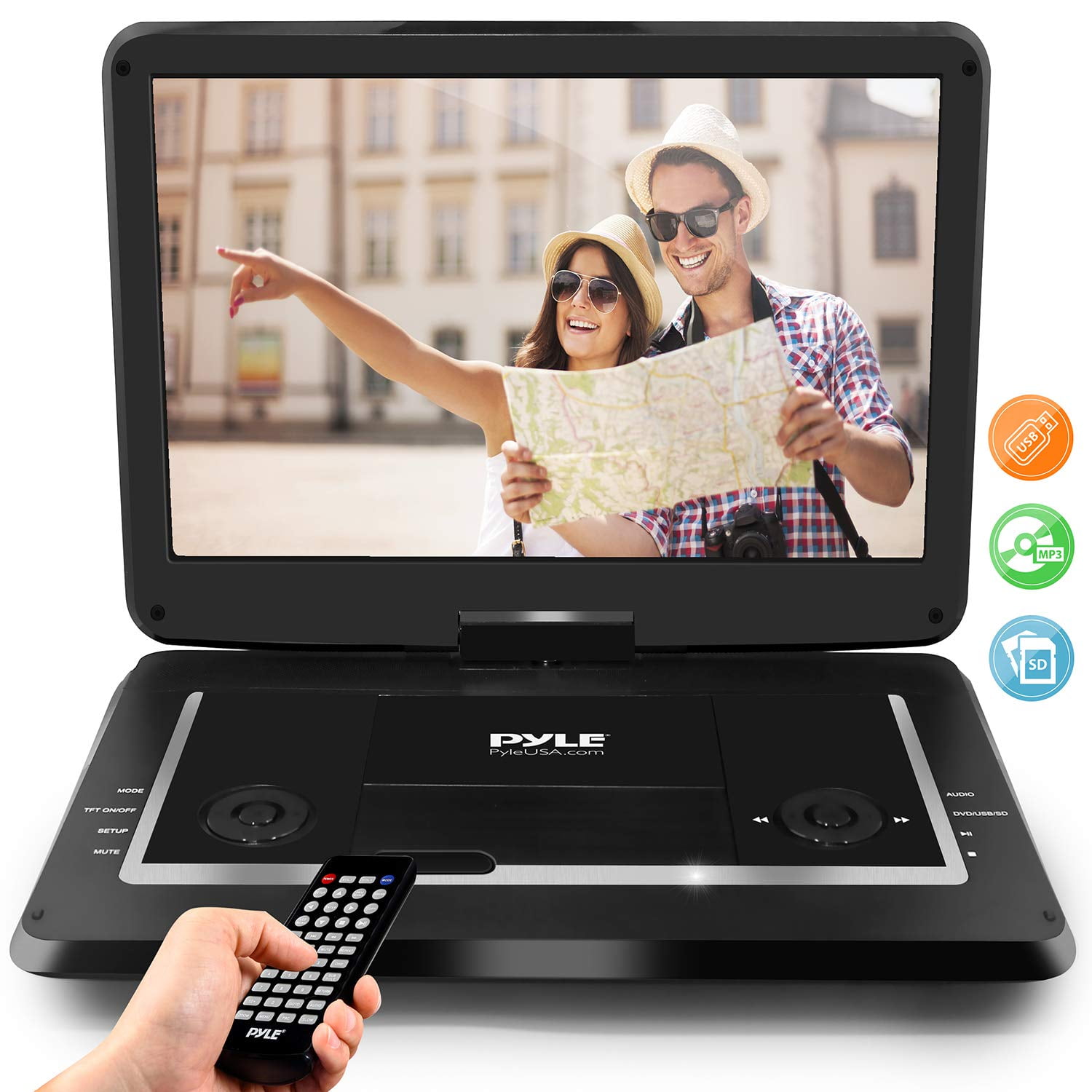 Pyle 17.9” Portable DVD Player, With 15.6 Inch Swivel Adjustable
