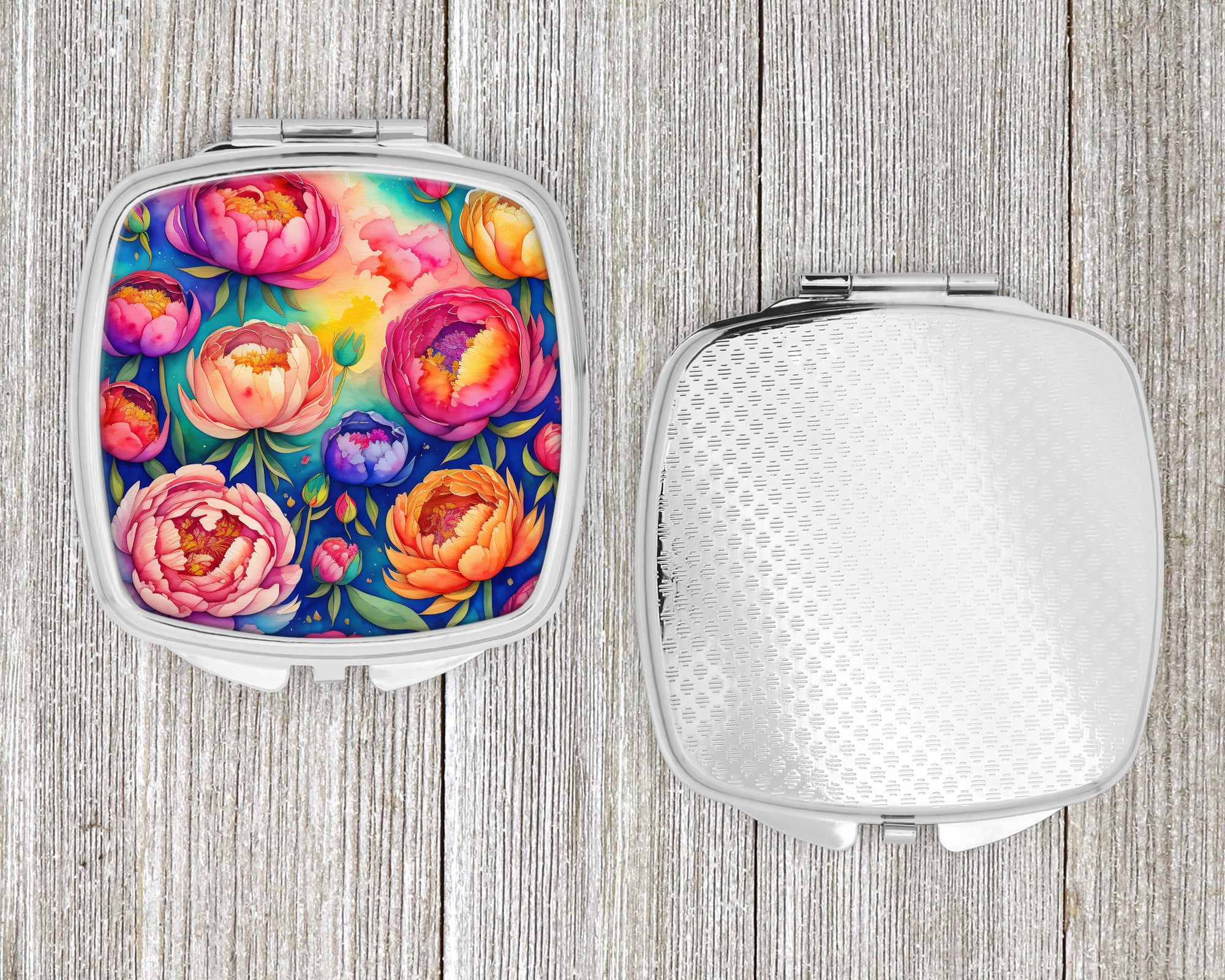 Colorful Peonies Compact Mirror 2.75 in x 3 in