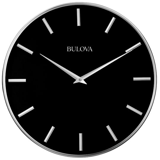 Bulova 2.25" x 16" Black Analog Round Wall Clock, C4849