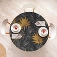 thumbnail image 4 of Ambesonne Floral Fitted Round Tablecloth, Minimalist Tropical Leaves, 45"- 56" Diameter, Marigold and Dark Grey, 4 of 5