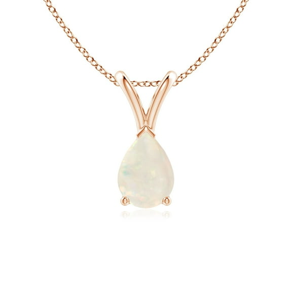 Angara Natural 7x5mm Pear Opal Solitaire Pendant Necklace in 14K Rose Gold for Women