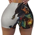 thumbnail image 2 of Gukieu Fantasy Wizard Dog Art Print Women's Sports Shorts, Elastic Waist High Stretch Running Yoga Gym Sweatpants-Medium, 2 of 8