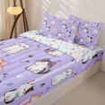 thumbnail image 3 of Erosebridal Lavender Kitten Print Zipper Full Size Comforter Sets with Fitted Sheet and 2 Pillowcases,Cartoon Cup Cat Pet Zipper Bedding Set For Girls,Colorful Stars Reversible,4-Piece, 3 of 7