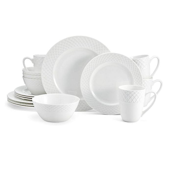 Mikasa Trellis White 16 Piece Dinnerware Set Walmart Com