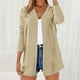 thumbnail image 2 of Camisas de vestir para mujer,Cárdigan de lino para mujer, escote en V, abertura frontal, manga larga con bolsillos, poliéster ligero, uso diario informal, sopatenor, 2 of 9