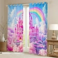 thumbnail image 2 of Homewish Pink Chic Castle Black Out Curtains,Colorful Cartoon Rainbow Curtains Pack of 2 (42x63 Each),Fariy Tale Theme Bedroom Curtains For Girl,Luxury Bedroom Decor, 2 of 6