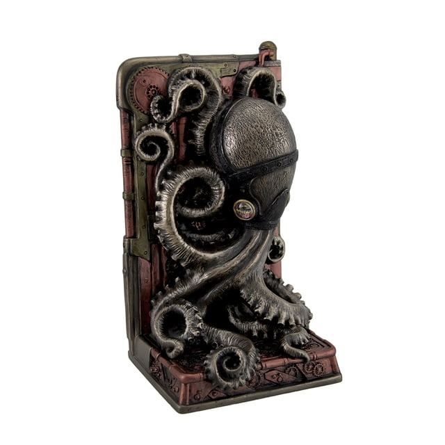Steampunk Octopus Bronze Finished Single Bookend