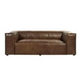 thumbnail image 4 of HomeRoots 490999 98 in. Brown Top Grain Leather & Black Sofa, 4 of 5