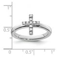 thumbnail image 2 of 925 Sterling Silver Polished Prong set Stackable Religious Faith Cross Diamond Ring Size 6 Stackable Ring for Women, 2 of 2